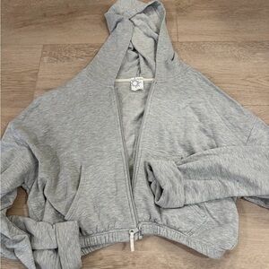 OFFLINE By Aerie OTT Cropped Full Zip Jacket Grey Sweatshirt Large